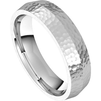 Comfort Fit Knife Band with Hammer Finish 5mm (18K White Gold)