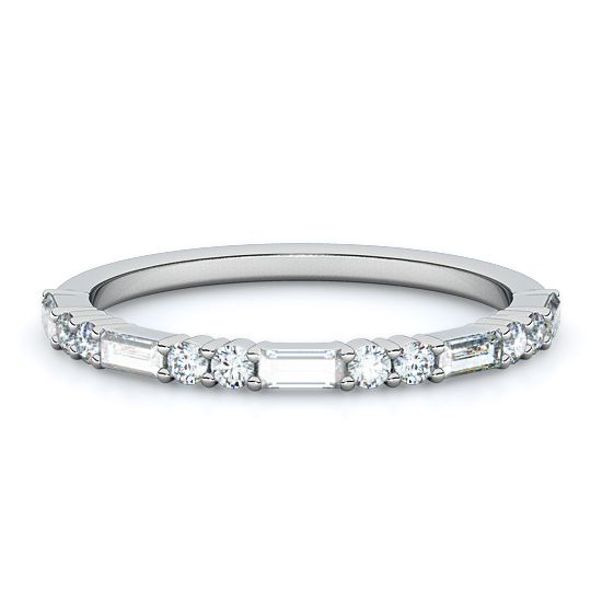 Straight Baguette and Double Rounds Diamond Ring