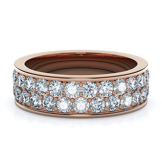 Double Row Full Eternity Mens Diamond Band (14K Rose Gold)