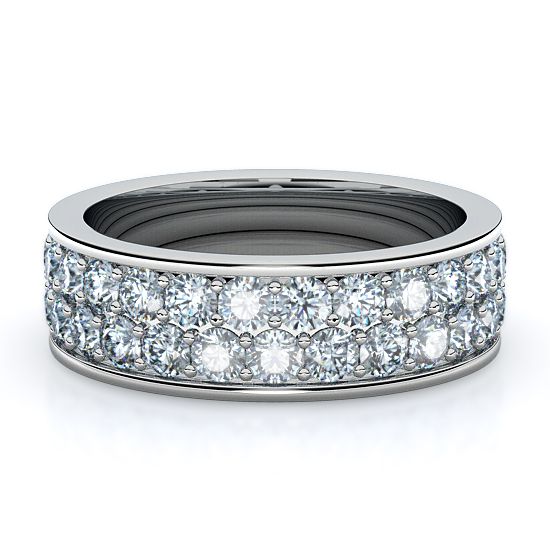 Double Row Full Eternity Mens Diamond Band (Platinum)