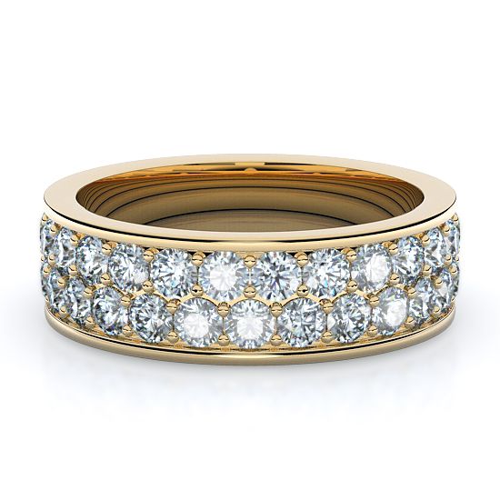 Double Row Full Eternity Mens Diamond Band (14K Yellow Gold)