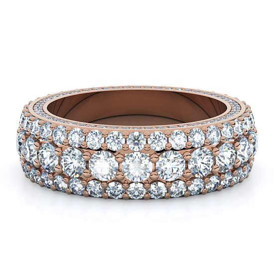 Three Row Pave Sides Full Eternity Mens Diamond Band (14K Rose Gold)
