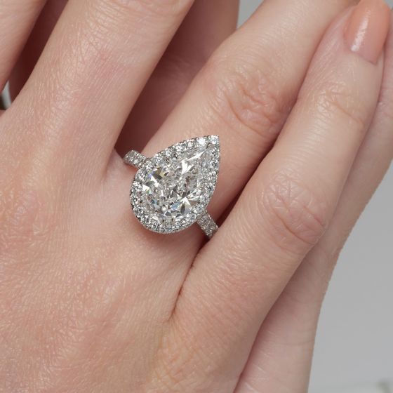 Pear Shape Diamond Pave Halo Ring
